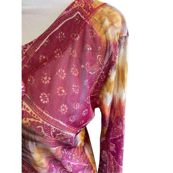 Yessica Women’s Boho Sheer Mesh Long Sleeve Festival Blouse Size Large - Picture 9 of 12